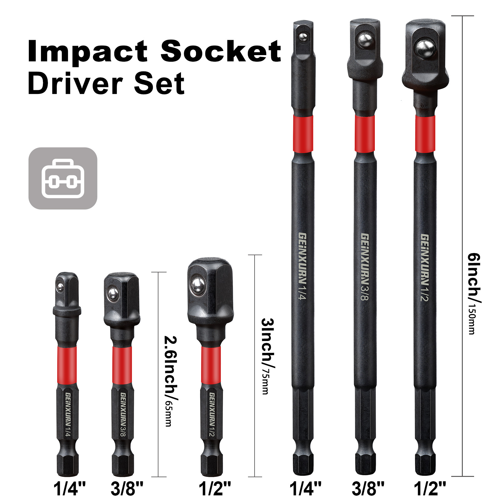Geinxurn Impact Socket Adapter - Power Tools Impact Wrench recension och pris